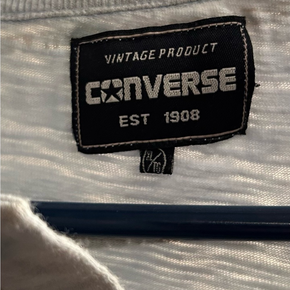 Converse Men's Light Blue and Navy Striped Polo - Picture 2 of 14